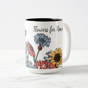 Niedliche Blues und Gold-BLUME für Nana PERSONALIS Zweifarbige Tasse