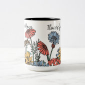 Niedliche Blues und Gold-BLUME für Nana PERSONALIS Zweifarbige Tasse (Mittel)