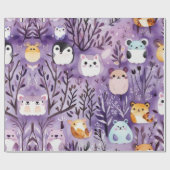 Niedliche Blume beherbergen Tierbäume Geschenkpapier (Flach)