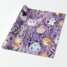 Niedliche Blume beherbergen Tierbäume Geschenkpapier