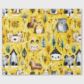 Niedliche Blume beherbergen Tiere Umschlagpapier Geschenkpapier (Flach)