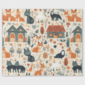 Niedliche Blume beherbergen Tiere Umschlagpapier Geschenkpapier (Flach)