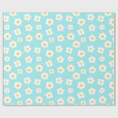 Niedliche Blume blaues Wrapping Paper Geschenkpapier (Flach)