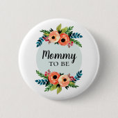 Niedliche Blume Blumenmädchen zur Kinderdusche Button (Vorderseite)