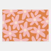 Niedliche Blume Blumenmuster in Orange und Pink Geschenkpapier Set (Vorderseite 3)