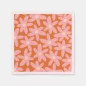 Niedliche Blume Blumenmuster in Orange und Pink Serviette (Vorderseite)