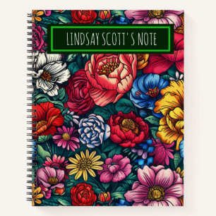 Niedliche Blume Bouquet Individuelle Name Journal Notizblock
