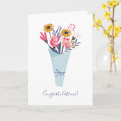 Niedliche Blume Bouquet Minimalistisch Blue Herzli Karte (Gelbe Blume)