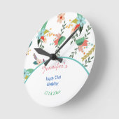 Niedliche Blume Bunte 21. Happy Geburtstag Runde Wanduhr (Winkel)