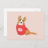 Niedliche Blume Crown Welsh Cardigan Corgi Postkarte (Vorne/Hinten)