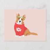 Niedliche Blume Crown Welsh Cardigan Corgi Postkarte (Vorderseite)