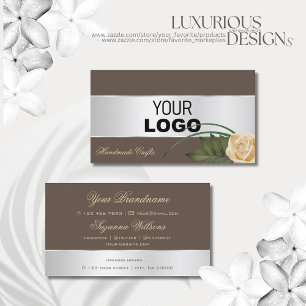 Niedliche Blume der Rose mit Logos in Brauntönen u Visitenkarte