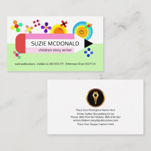 Niedliche Blume des Bleistiftes Visitenkarte (Vorne/Hinten)