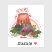 Niedliche Blume des roten Dinosauriers Aufkleber (Blatt)