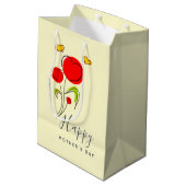 Niedliche Blume des Roten Herzens Illustration Mut Mittlere Geschenktüte (Rückseite Schrägansicht)