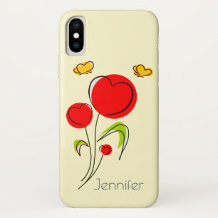Niedliche Blume des Roten Herzens und Gelbe Schmet Case-Mate iPhone Hülle