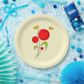 Niedliche Blume des Roten Herzens und Gelbe Schmet Pappteller (Party)