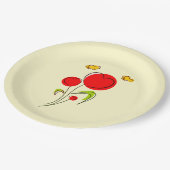 Niedliche Blume des Roten Herzens und Gelbe Schmet Pappteller (Schrägansicht)