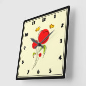Niedliche Blume des Roten Herzens und Gelbe Schmet Quadratische Wanduhr (Winkel)