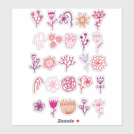 Niedliche Blume Doodle Aufkleber (Blatt)