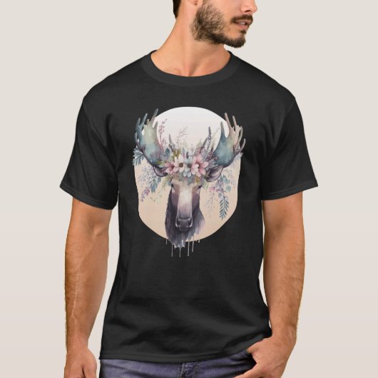 Niedliche Blume Elch Krontier T-Shirt (Vorderseite)