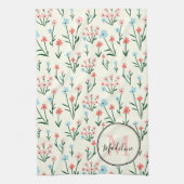 Niedliche Blume Elfenbeinweiße Elegante Rosa Monog Geschirrtuch (Vertikal)