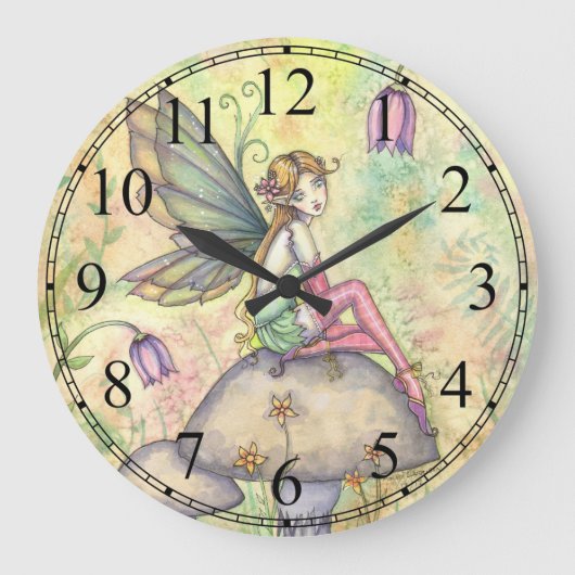 Niedliche Blume Fantasie Kunst, Dichtung und Musik Große Wanduhr (Vorderseite)