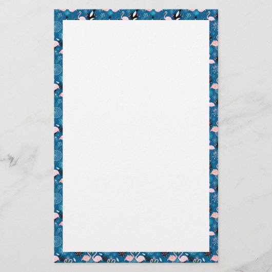 Niedliche Blume Flamingos Briefpapier (Vorderseite)