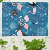 Niedliche Blume Flamingos Geschirrtuch (Gefaltet)