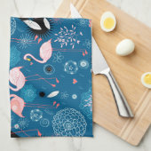 Niedliche Blume Flamingos Geschirrtuch (Viertel Falte)