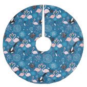Niedliche Blume Flamingos Polyester Weihnachtsbaumdecke (Vorderseite)