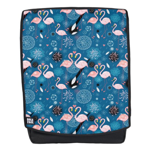 Niedliche Blume Flamingos Rucksack (Vorderseite)