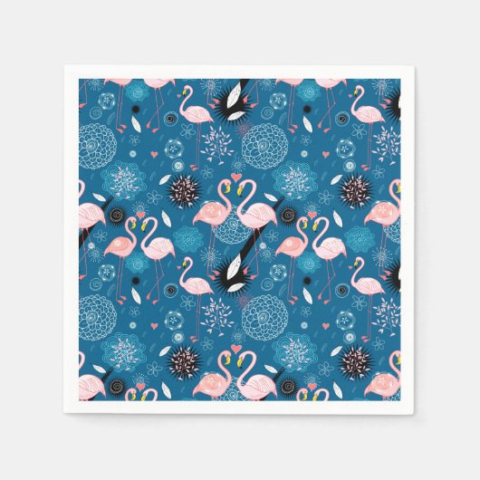 Niedliche Blume Flamingos Serviette (Vorderseite)