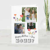 Niedliche Blume Frohe Muttertag 3 Fotokarte Karte (Vorderseite)