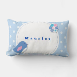 Niedliche Blume für Blue White Polka Dot Bird Lendenkissen