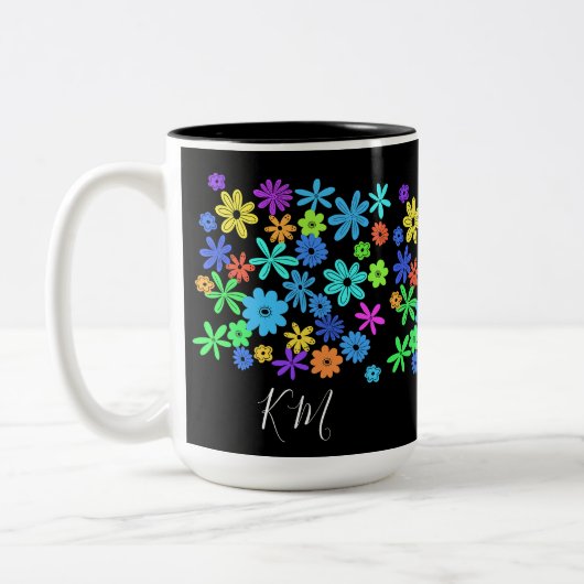 Niedliche Blume für Color Pop - personalisierte Um Zweifarbige Tasse (Links)