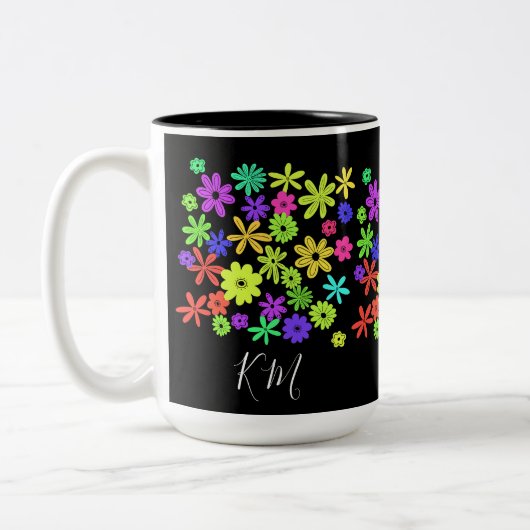 Niedliche Blume für Color Pop - personalisierte Um Zweifarbige Tasse (Links)