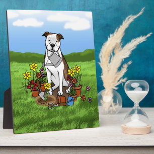 Niedliche Blume Gardener Pit Bull (lt brindle whit Fotoplatte