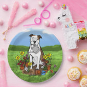 Niedliche Blume Gardener Pit Bull (lt brindle whit Pappteller (Party)