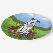Niedliche Blume Gardener Pit Bull (lt brindle whit Pappteller (Schrägansicht)