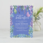 Niedliche Blume, gibt er mir Schmetterlinge Brautp Einladung (Stehend Vorderseite)