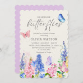 Niedliche Blume, gibt er mir Schmetterlinge Brautp Einladung (Vorne/Hinten)