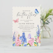 Niedliche Blume, gibt er mir Schmetterlinge Brautp Einladung (Stehend Vorderseite)