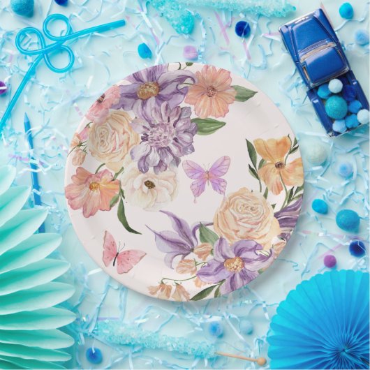 Niedliche Blume, gibt er mir Schmetterlinge Brautp Pappteller (Party)