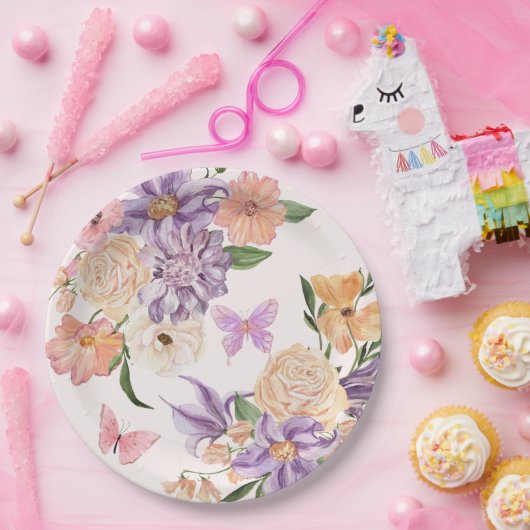 Niedliche Blume, gibt er mir Schmetterlinge Brautp Pappteller (Party)