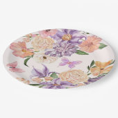 Niedliche Blume, gibt er mir Schmetterlinge Brautp Pappteller (Schrägansicht)