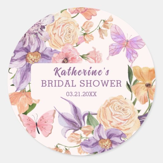 Niedliche Blume, gibt er mir Schmetterlinge Brautp Runder Aufkleber (Vorderseite)