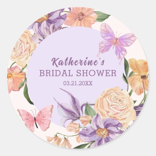 Niedliche Blume, gibt er mir Schmetterlinge Brautp Runder Aufkleber (Vorderseite)