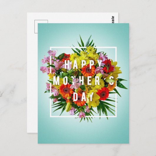 Niedliche Blume glücklich Muttertag blühen Postkarte (Vorne/Hinten)