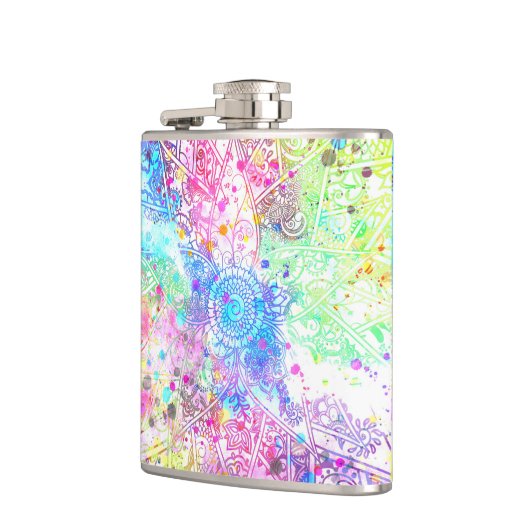 Niedliche Blume handgezeichnetes Design Aquarellfa Flachmann (Links)